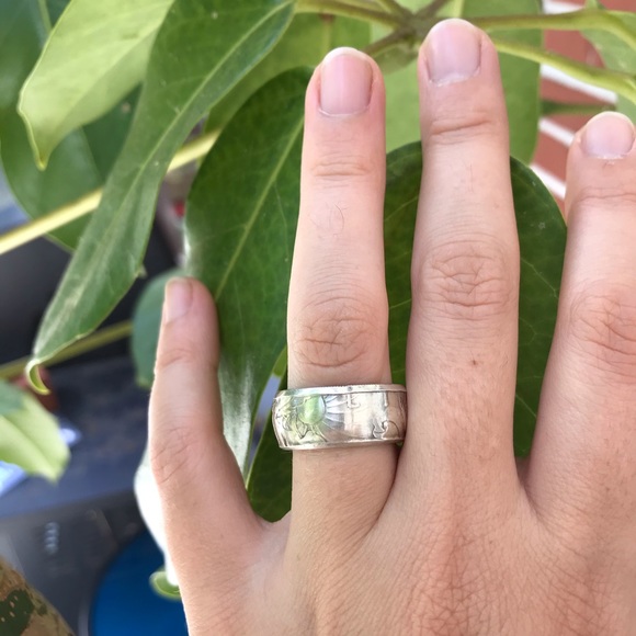 Handcrafted Silver “Walking Liberty” Coin Ring 8.5 - Picture 2 of 14